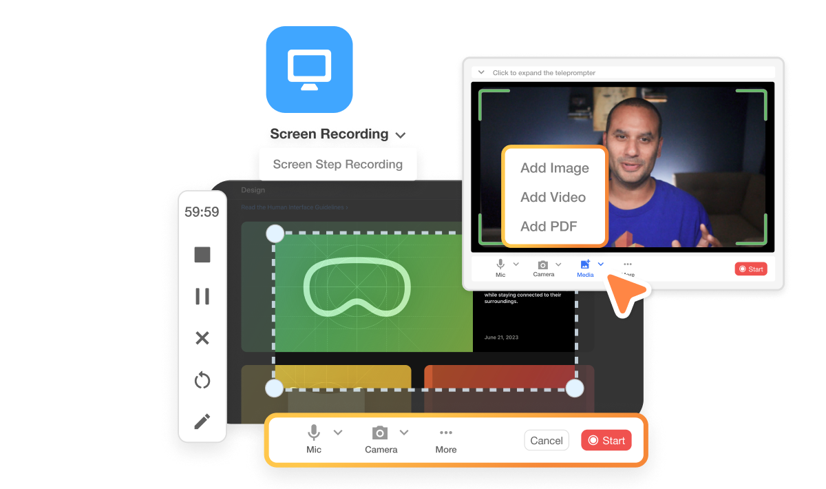 Visla's AI Video Agent recording a step-by-step how-to guide with Screen Step Recorder